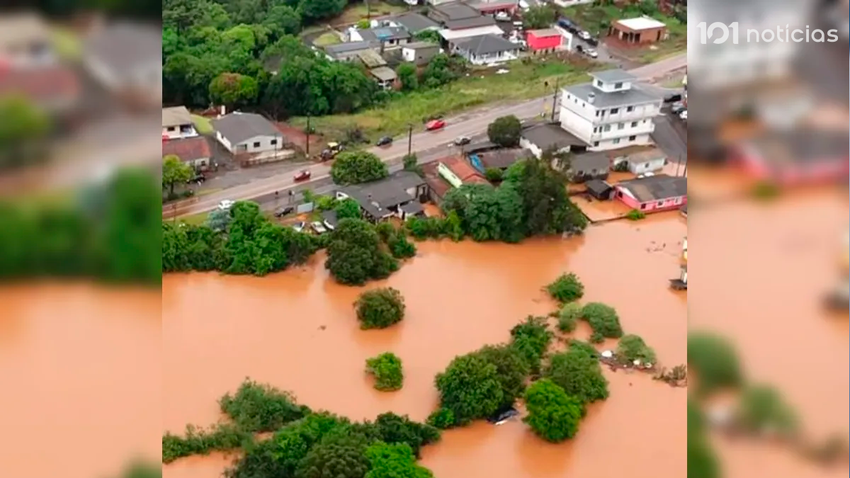 Temporais causam inundações e isolamento em cidades do Paraná; Goioxim estima prejuízo de R$ 2 milhões