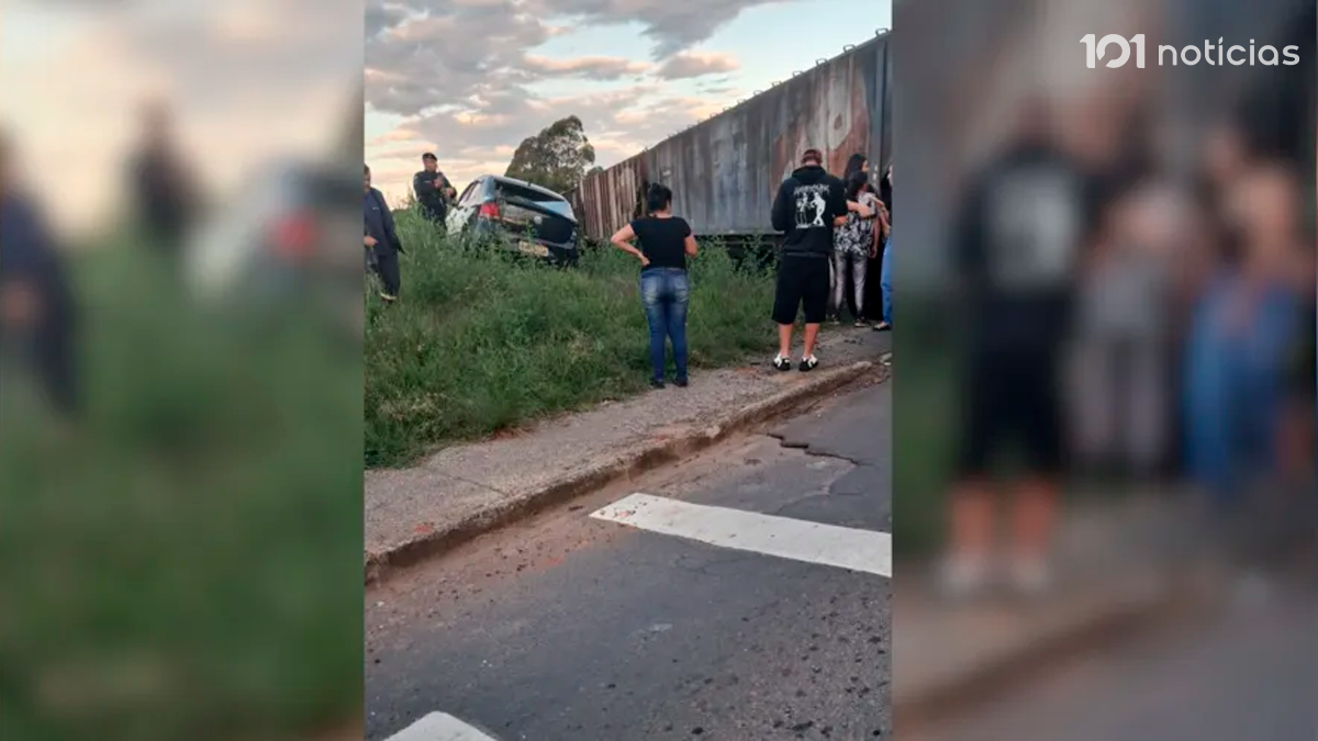 Veículo é atingido por trem em Ponta Grossa após outro veículo 'apagar' sobre a linha férrea
