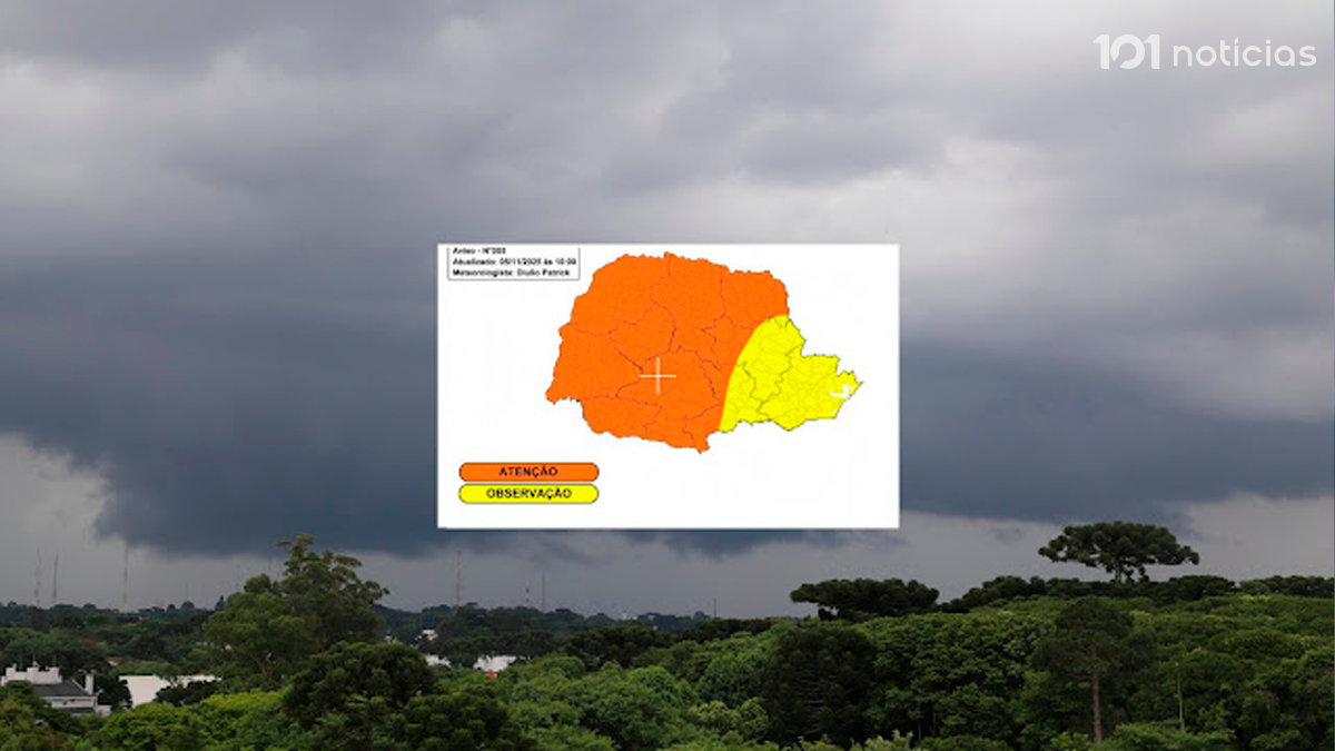 Granizo e ventania: temporais previstos para sexta devem atingir grande parte do Paraná