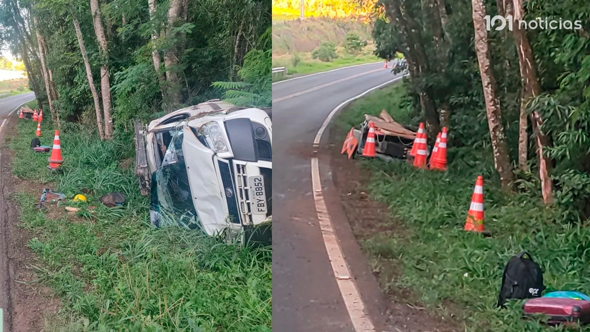 Acidente entre Manoel Ribas e Cândido de Abreu deixa duas pessoas ilesas na PR-487