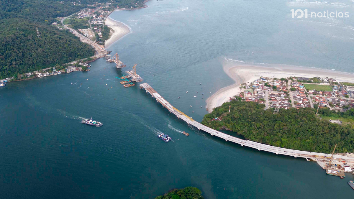 Ponte de Guaratuba atinge 80% de execução e avança em trechos estaiado e pré-moldado