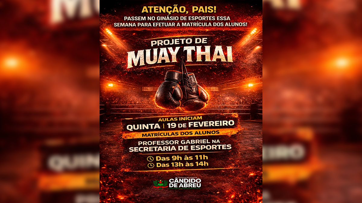 Cândido de Abreu abre inscrições para projeto gratuito de Muay Thai no Ginásio de Esportes