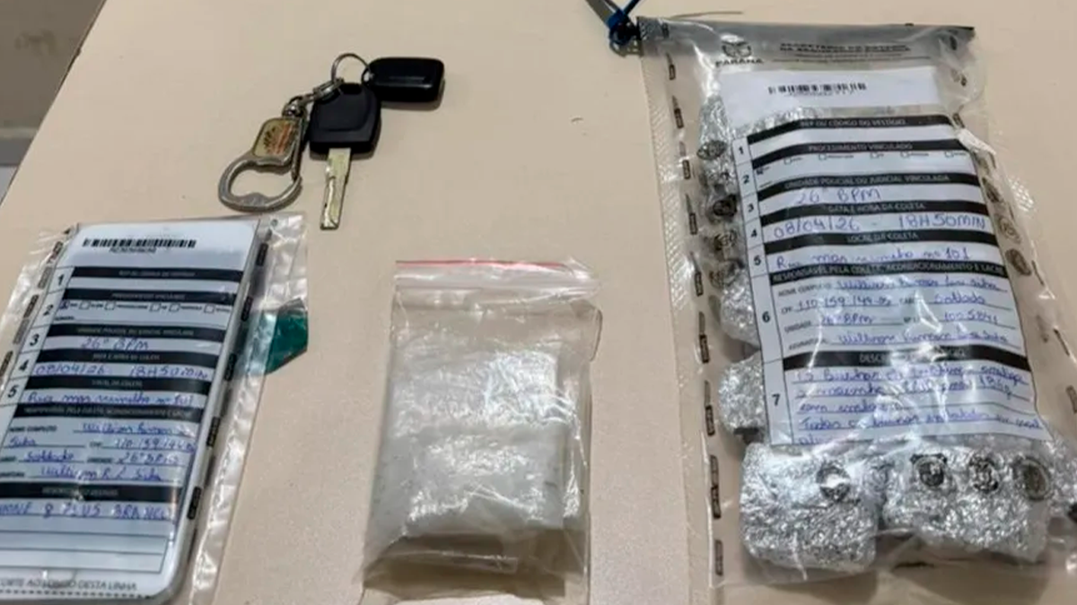 Homem tenta fugir da PM e acaba preso com maconha fracionada em Telêmaco Borba
