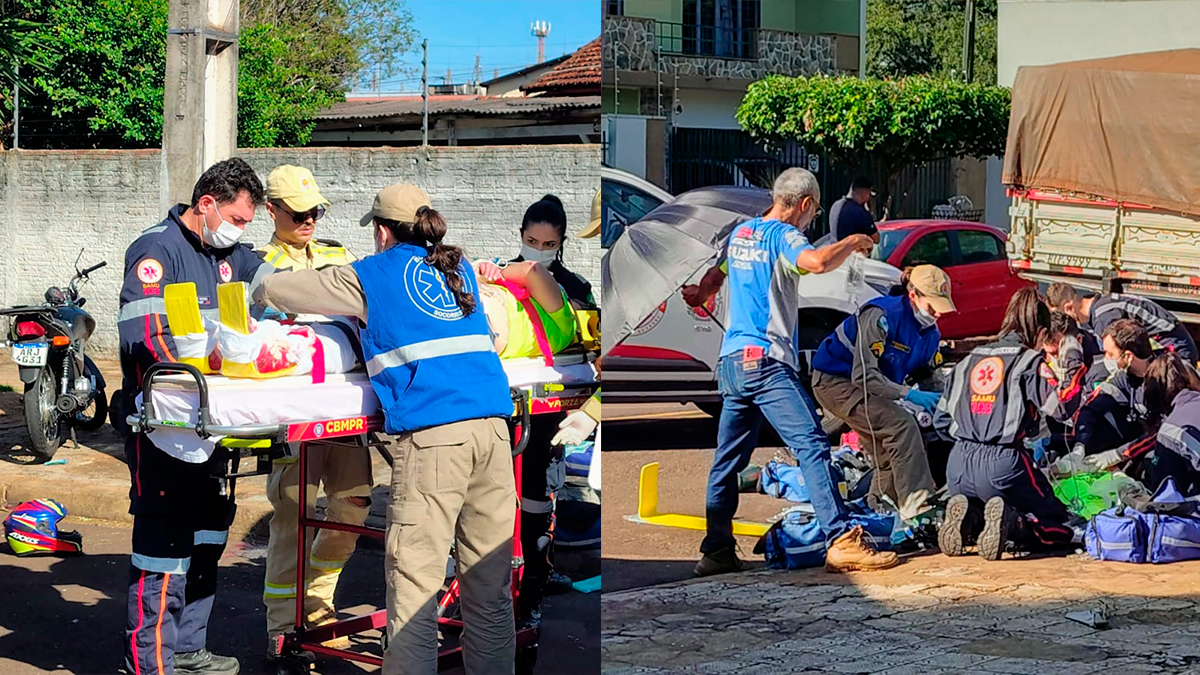 Mãe e filho de 12 anos ficam gravemente feridos em acidente de trânsito em Maringá