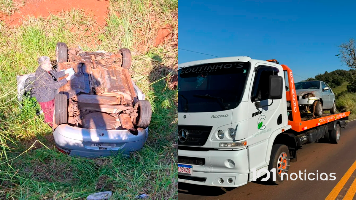 Carro é encontrado capotado às margens da PR-170 em Borrazópolis