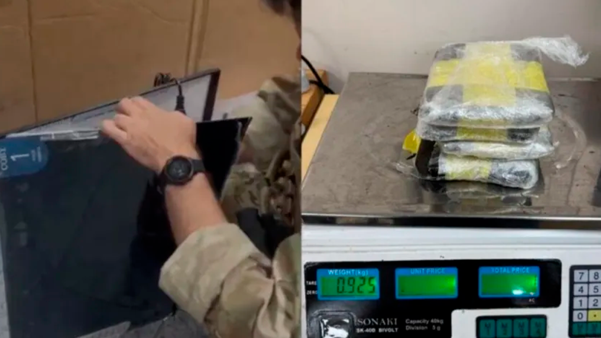 Cão K-9 auxilia na apreensão de quase 1 kg de haxixe dentro de TV em Foz do Iguaçu