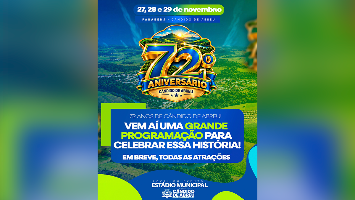 Cândido de Abreu prepara programação especial para comemorar 72 anos de emancipação política