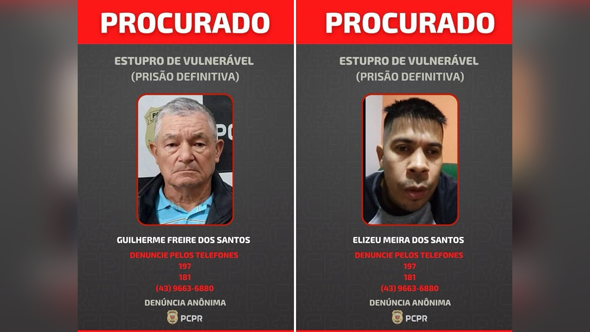 Polícia Civil de Cândido de Abreu divulga fotos de condenados por estupro de vulnerável